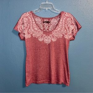 Prana pink and white shirt sleeve top shirt size medium